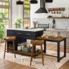 Picture of Seldovia Solid Wood Modern Extendable Kitchen Island With Seating Stool Set