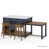 Picture of Seldovia Solid Wood Modern Extendable Kitchen Island With Seating Stool Set