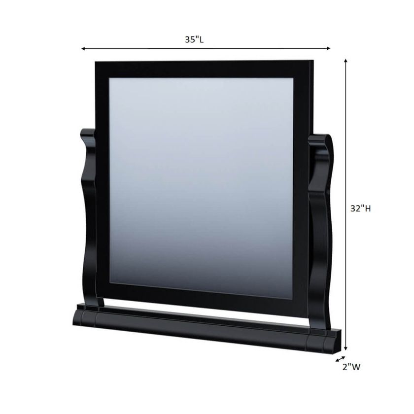 Midnight Empire Solid Wood Dresser Mirror Frame in Stand.