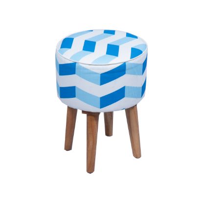 Picture of Beckwourth Modern Rustic Solid Wood Zig Zag Upholstered Petite Stool