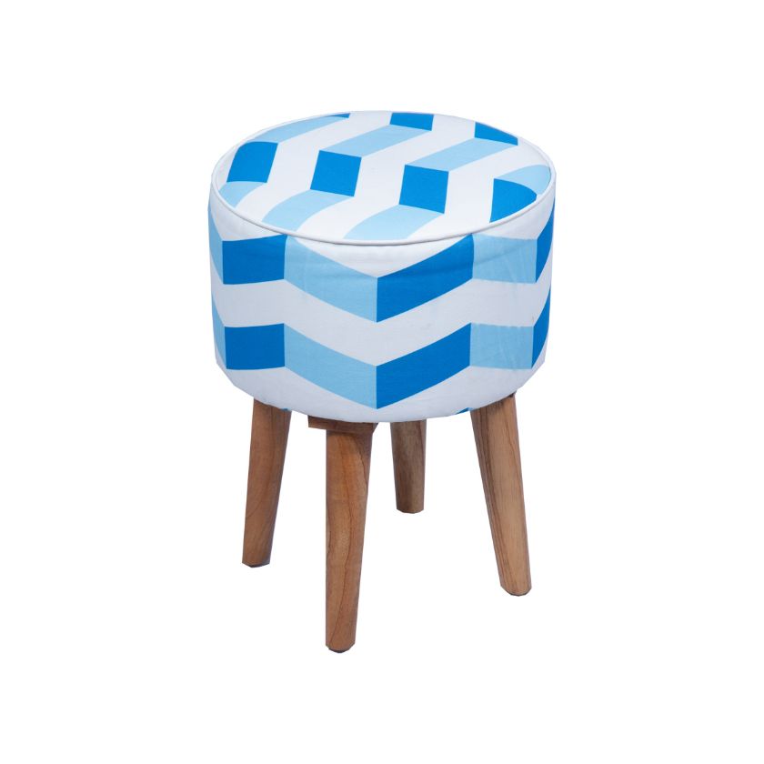 Picture of Beckwourth Modern Rustic Solid Wood Zig Zag Upholstered Petite Stool