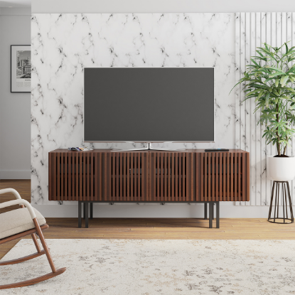 Cudillero 70" Modern TV Stand with Storage & Sturdy Black Legs