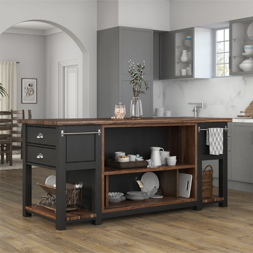 Picture of Telluride Solid Wood Large Two Tone Kitchen Island Cabinets