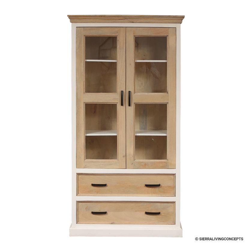 Stevinson Farmhouse Rustic Bookcase with Glass Doors (75