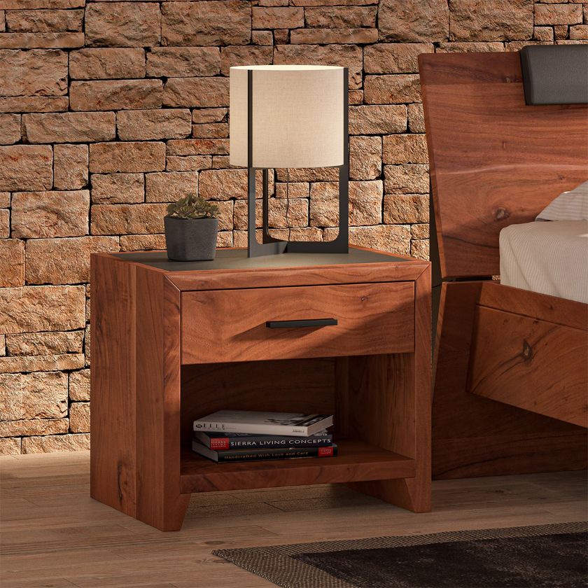 Picture of Segovia Solid Wood Rustic 1 Drawer Nightstand