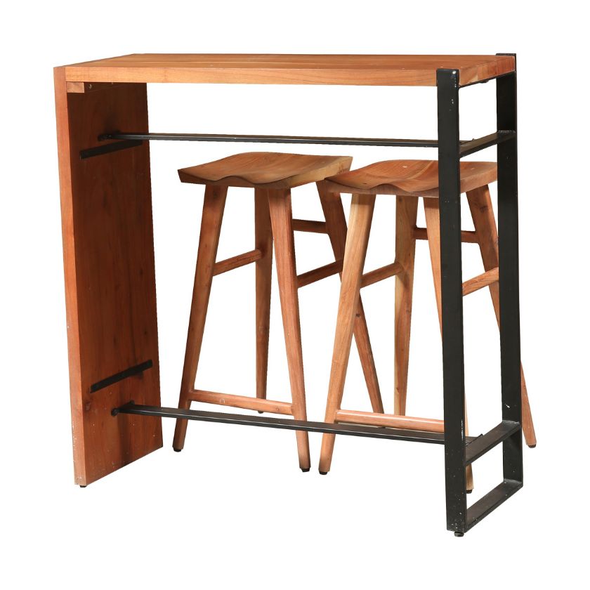 Picture of Cutler Industrial Solid Wood Bar Height Table With Stools