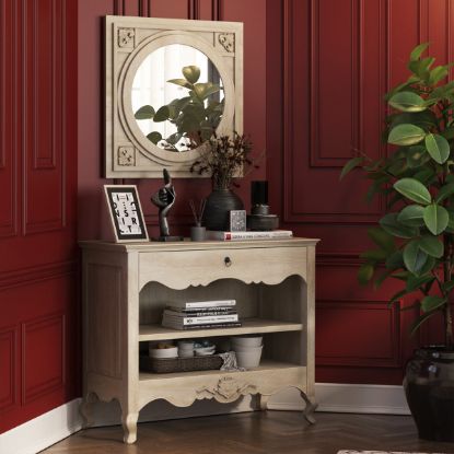 Picture of Sorocaba Solid Wood Distressed White Victorian Dresser