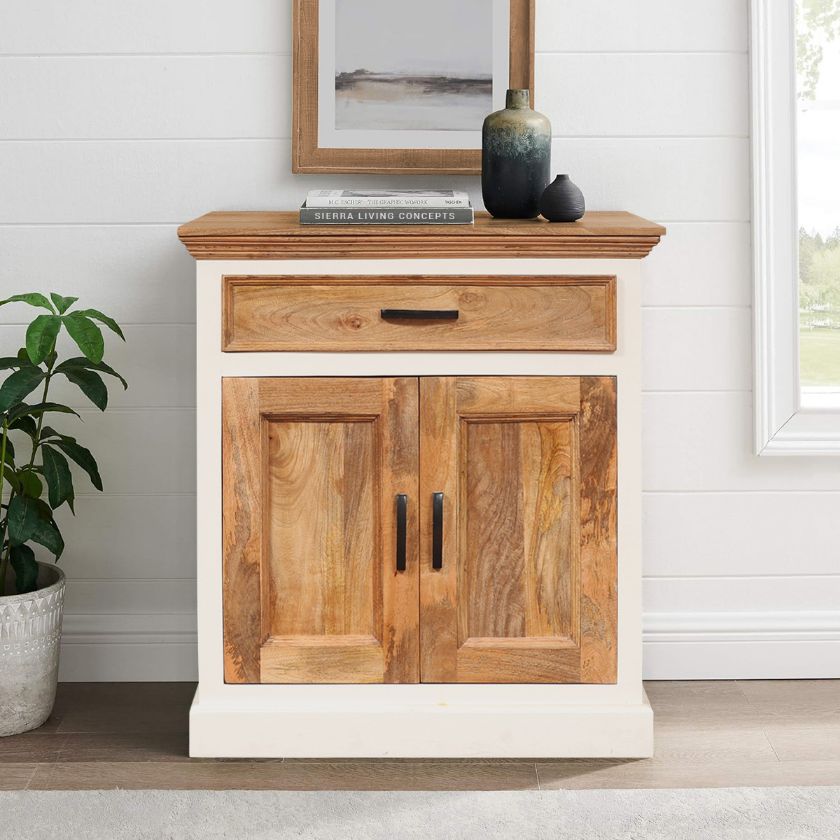 Picture of Rumsey Farmhouse Rustic 2 Tone Storage Cabinet with Drawer