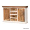 Picture of Rumsey Rustic Solid Wood Two Tone 4 Drawer Farmhouse Sideboard Cabinet