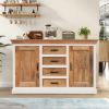 Picture of Rumsey Rustic Solid Wood Two Tone 4 Drawer Farmhouse Sideboard Cabinet