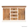 Picture of Rumsey Rustic Solid Wood Two Tone 4 Drawer Farmhouse Sideboard Cabinet