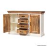 Picture of Rumsey Rustic Solid Wood Two Tone 4 Drawer Farmhouse Sideboard Cabinet