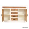 Picture of Rumsey Rustic Solid Wood Two Tone 4 Drawer Farmhouse Sideboard Cabinet