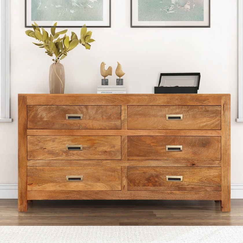 Picture of Lindcove Modern Contemporary Rustic Solid Wood 6 Drawer Dresser