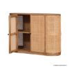 Picture of Tupman Mid Century Rustic Solid Wood 2 Rattan Door Sideboard