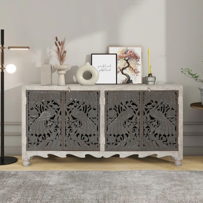 Picture of Stevinson Traditional Distressed Hand Carved 2 Tone Sideboard