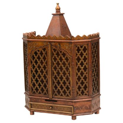 Picture of Hand Carved Mango Wood Small Temple with One drawer