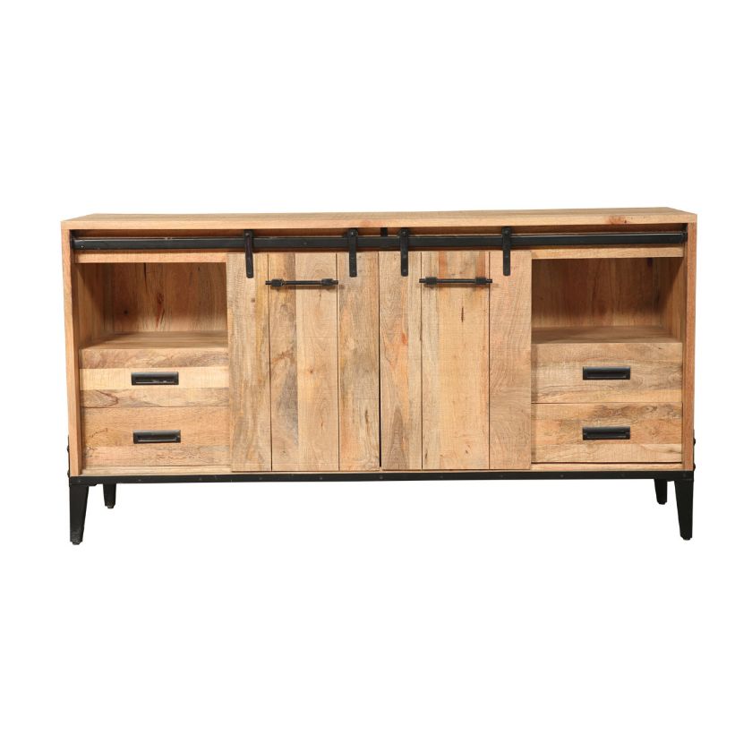 Picture of Alamo Modern Industrial Rustic 2 Barn Door Sideboard with Drawers