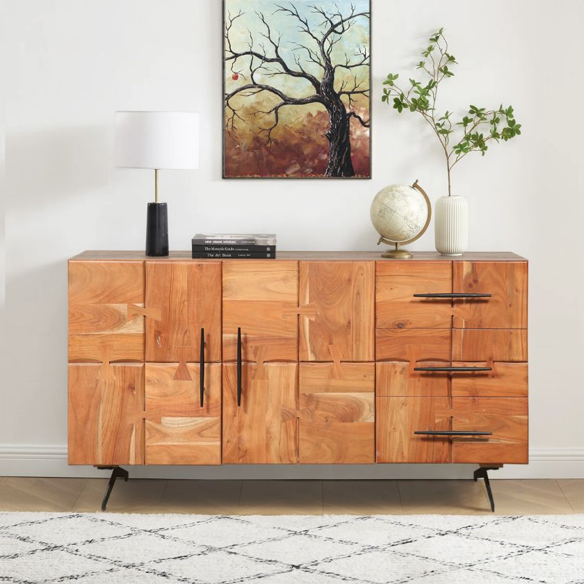 Picture of Alpaugh Vintage Rustic Solid Wood 2 Door Sideboard with Drawers