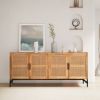 Picture of Angwin Farmhouse Industrial Rustic Solid Wood 4 Cane Door Sideboard