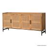 Picture of Angwin Farmhouse Industrial Rustic Solid Wood 4 Cane Door Sideboard