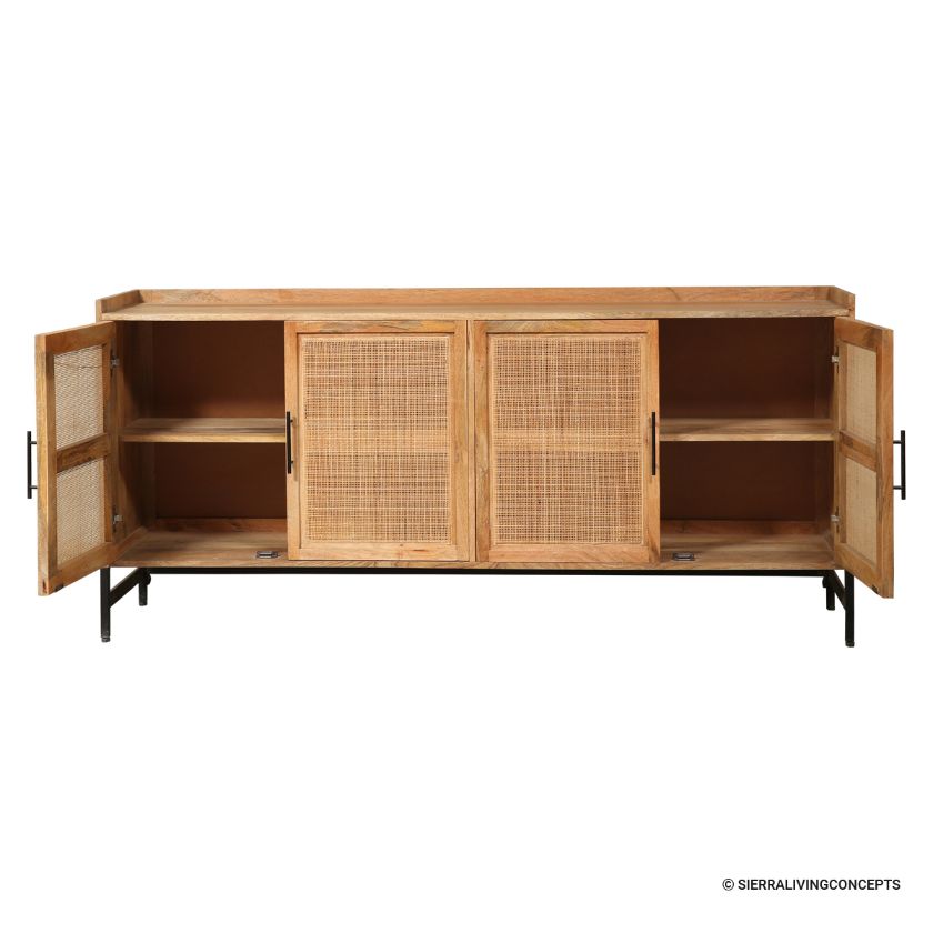 Chester Cane And Wood 4 Doors Sideboard