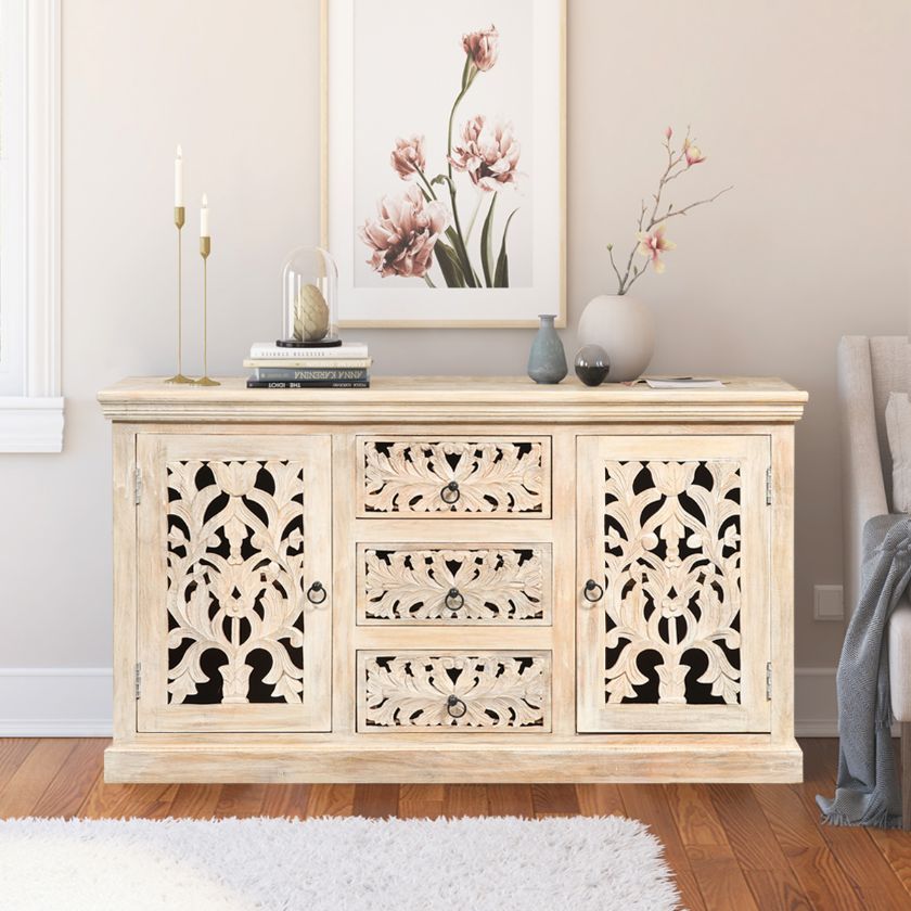 Picture of Brawley Distressed Medium Size Sideboard with 3 Drawers