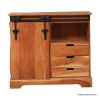 Picture of Burney Mission Style Rustic 3 Drawer Storage Cabinet with Barn Door