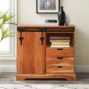 Picture of Burney Mission Style Rustic 3 Drawer Storage Cabinet with Barn Door