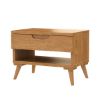 Picture of Avondale Teak Wood Scandi-Modern Nightstand With Drawer