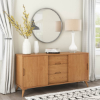 Picture of Avondale Teak Wood 3 Drawer Modern Style Long Credenza