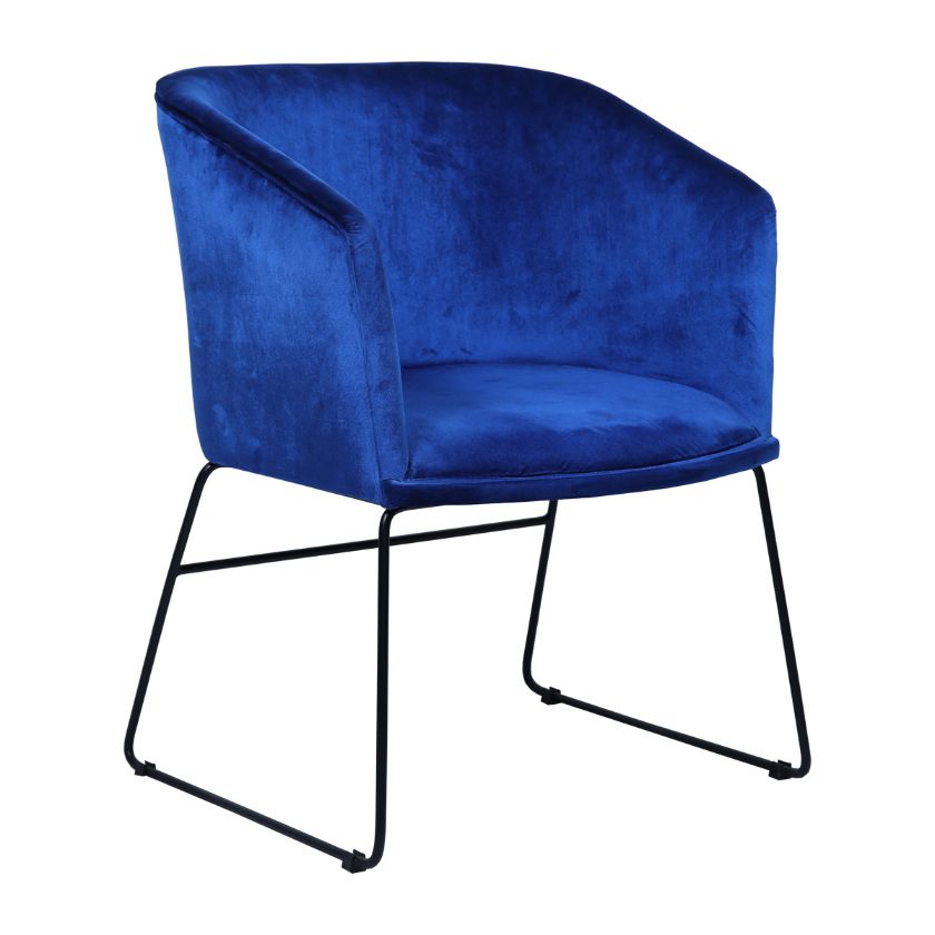 Picture of  Auberry Modern Industrial Velvet Royal Blue Upholstered Armchair