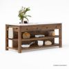 Picture of Visalia Modern Rustic Marble Top Kitchen Island with Open Shelves Storage