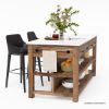 Picture of Visalia Modern Rustic Marble Top Kitchen Island with Open Shelves Storage