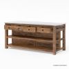 Picture of Visalia Modern Rustic Marble Top Kitchen Island with Open Shelves Storage