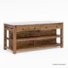Picture of Visalia Modern Rustic Marble Top Kitchen Island with Open Shelves Storage