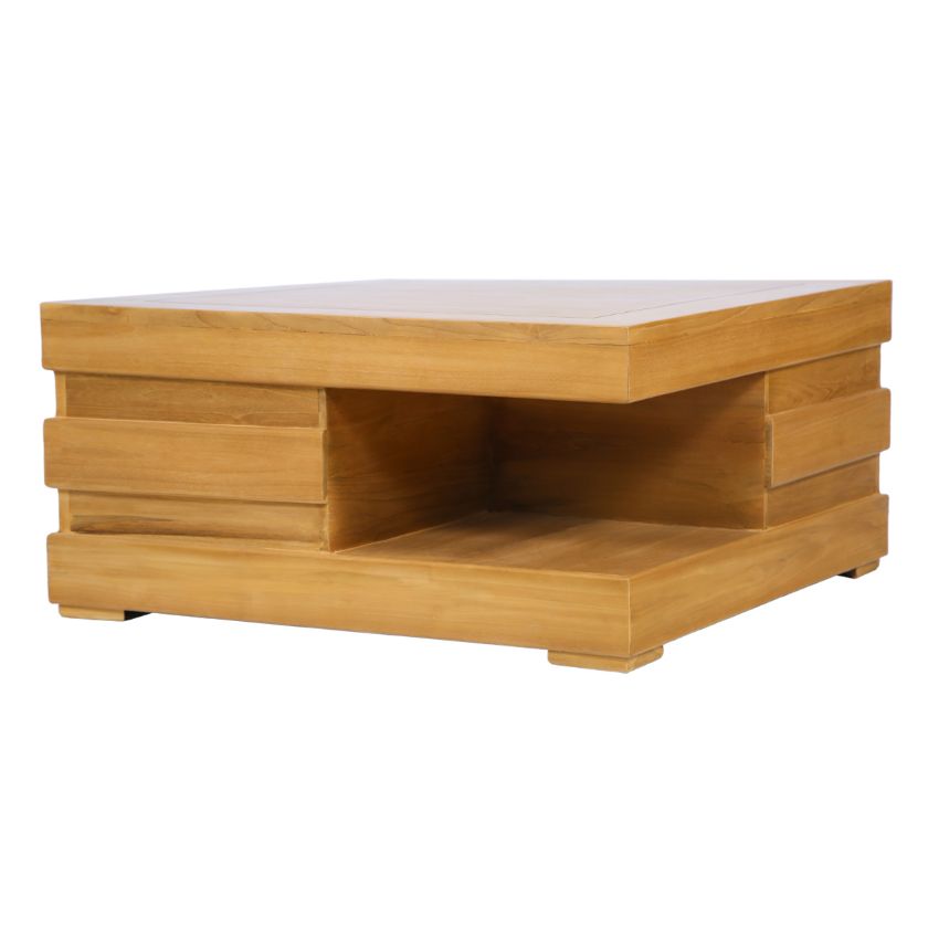 Picture of Malibu Modern Rustic Natural 2 Tier Outdoor Cube Coffee Table
