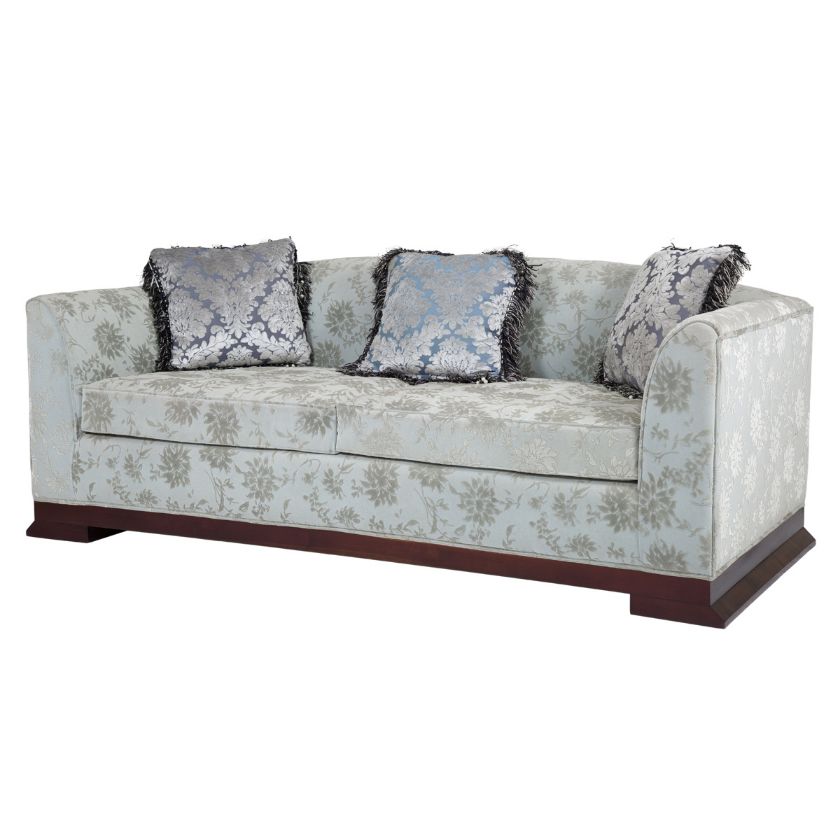 Picture of Montebello Traditional Solid Wood Floral Gray Velvet Love Seat Sofa		