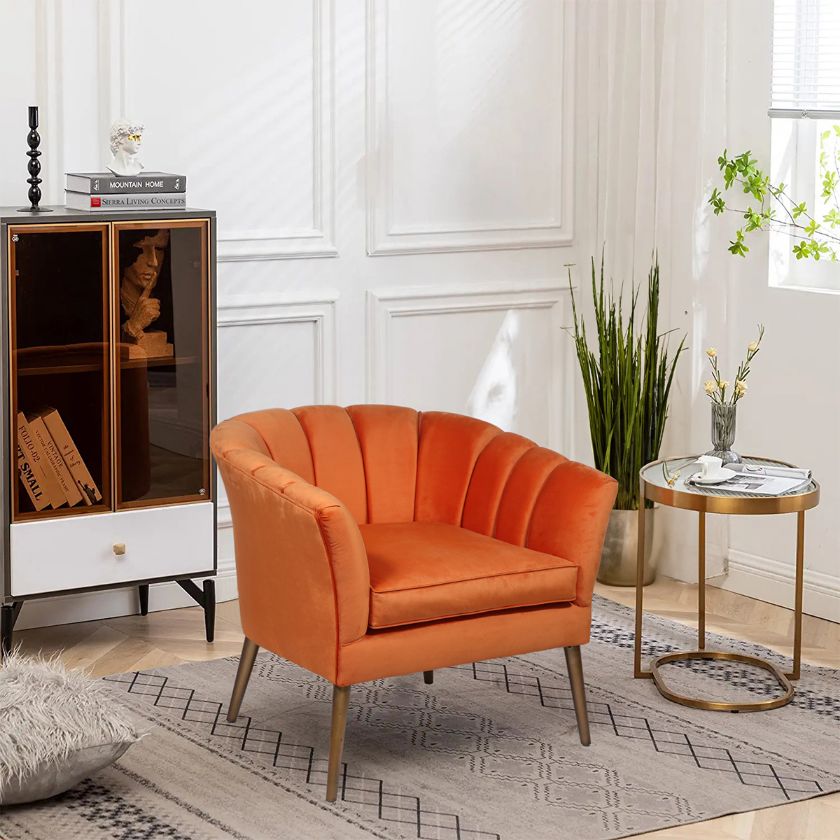 Picture of Auburn Modern Vibrant Orange Upholstered London Armchair
