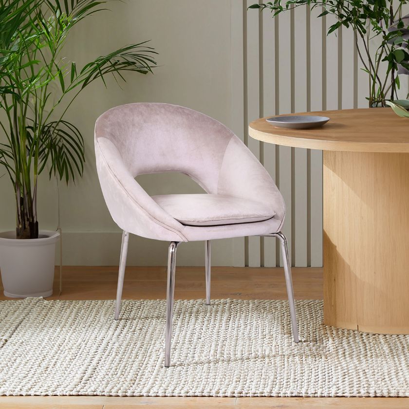 Picture of Boppard Modern White Velvet Upholstered Stainless Steel Armchair