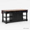 Picture of Medora Rustic Solid Wood Two Tone 3 Drawer Expandable Kitchen Island