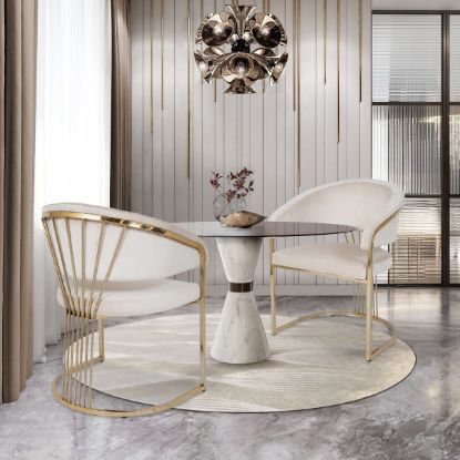 Picture of Tournai Classic Beige Stainless Steel Upholstered Armchair