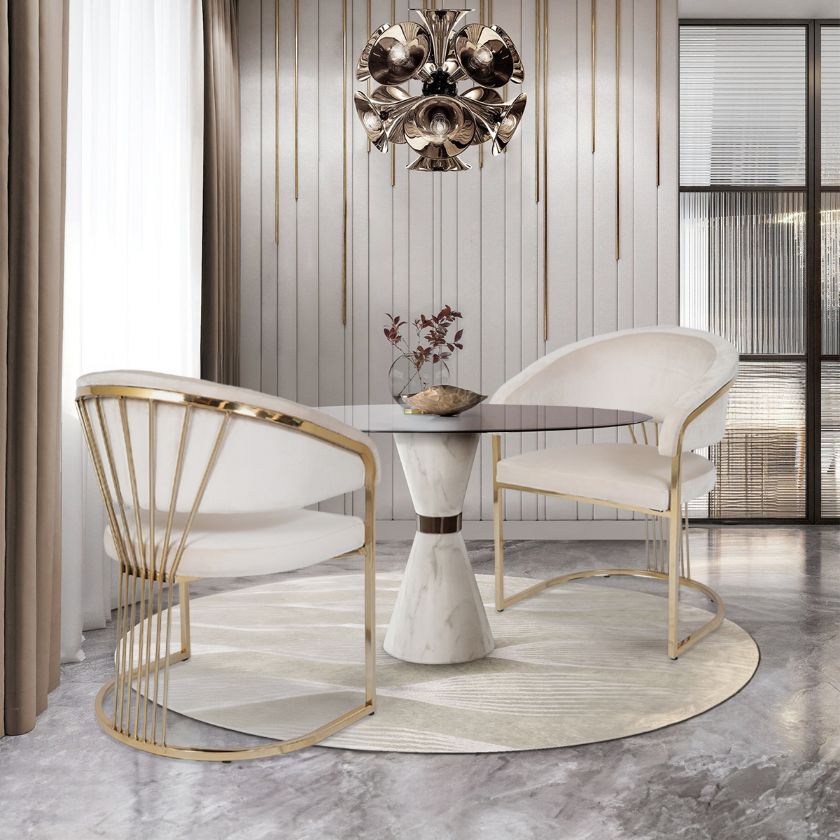 Picture of Tournai Classic Beige Stainless Steel Upholstered Armchair