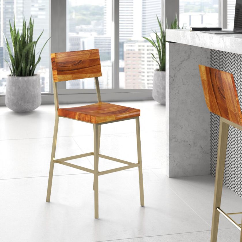 Picture of Alicante Industrial Solid Wood Tall Bar Chair (Set of 2)