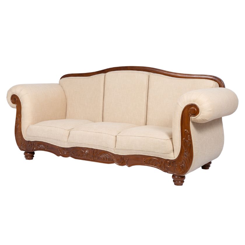 Picture of Denali Victorian Hand Carved Rolled Arm Upholstered 3 Seater Sofa		