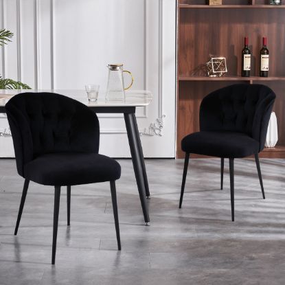 Picture of Olivette Black Upholstered Stainless Steel Chair