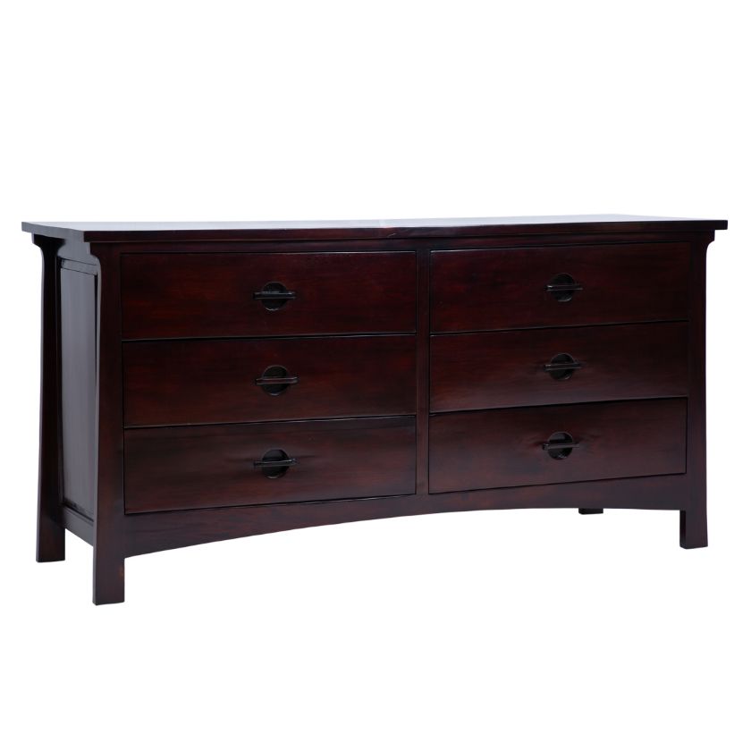Picture of LeClaire Mahogany Wood Japanese Style 6 Drawer Dresser