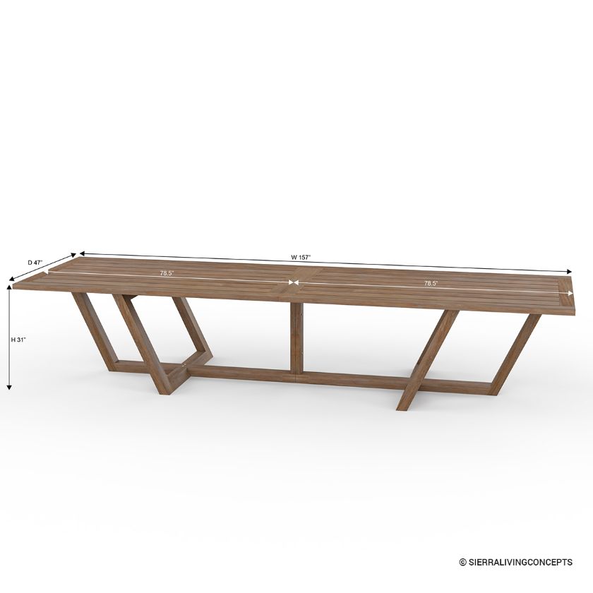 Cromwell Modern Farmhouse Extra Long Outdoor Dining Table For 10  Dimension Image