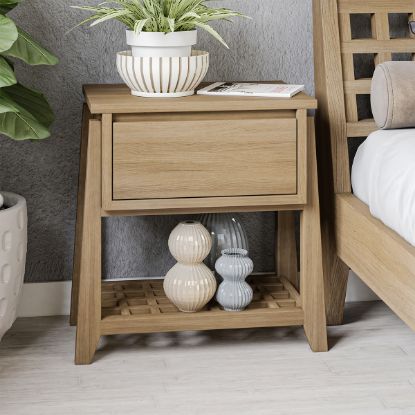 Picture of Michigan Rustic Solid Wood Modern Bedside Table with Drawer