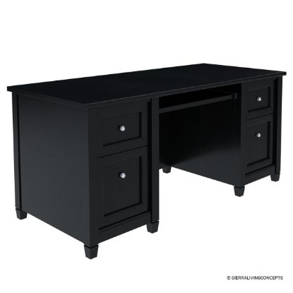 Picture of Aulander Solid Wood Home Office Executive Desk With Computer Tray